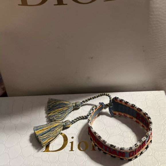 Auth Christian Dior Jadior Embroidered Friendship Bracelet Adjustable/UNISEX - Picture 2 of 5